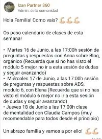 Clases en directo semanales de Partner 360